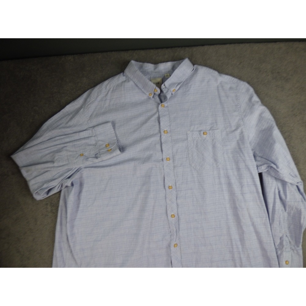 ROWM Mens 3XB Blue Striped Long Sleeve Button Down Cotton Shirt